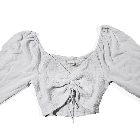 Aeropostale Womens White Drawstring-Front Cropped Top (Size - see pictures) - Picture 4 of 6